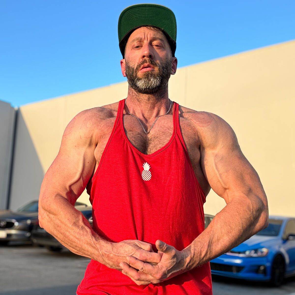 Muscled Madison flexing